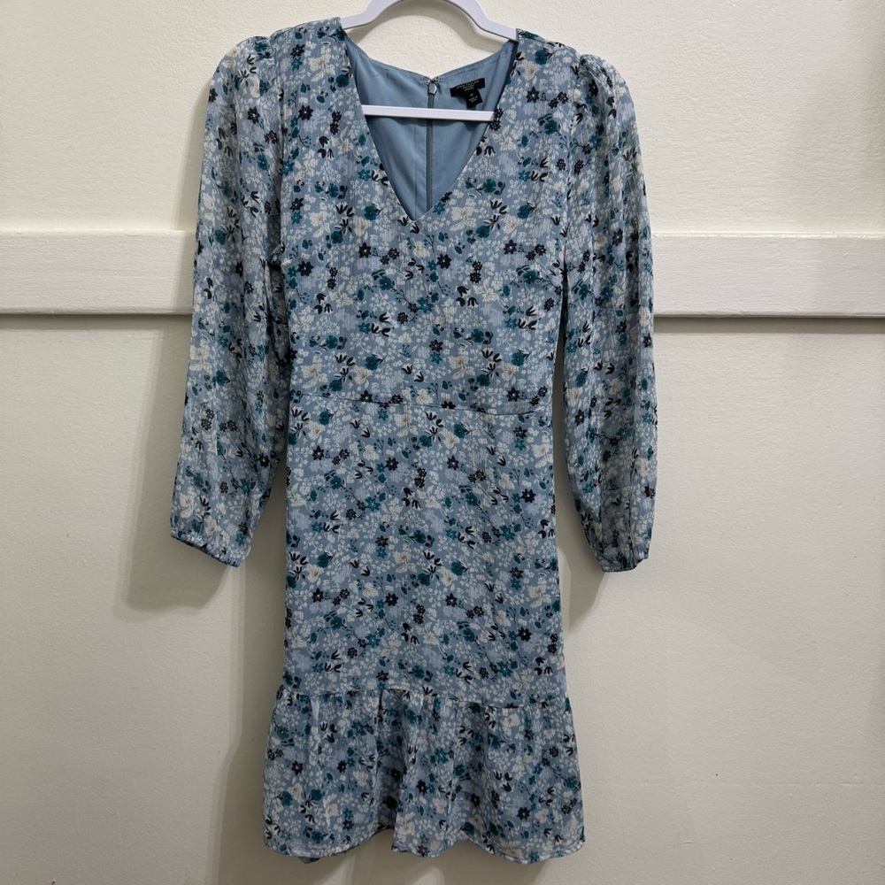 Ann Taylor Floral Blue Dress (6P)